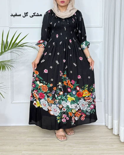 پیراهن سینه کش گل‌دار _ کد 686