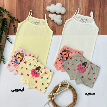 ست رکابی با دوعدد شورت دخترانه