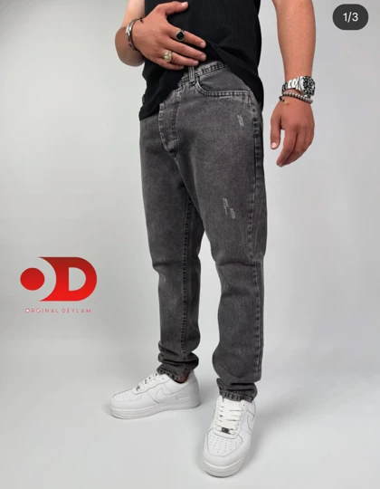 شلوار مام فیت ذغالی دودی مردانه کیفیت عالی از برند اورجینال دیلم