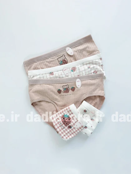شورت اسلیپ نخ پنبه عروسکی طرح خرس و توت فرنگی