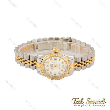 ساعت رولکس زنانه دورنگین صفحه سیلور Rolex-5653-L