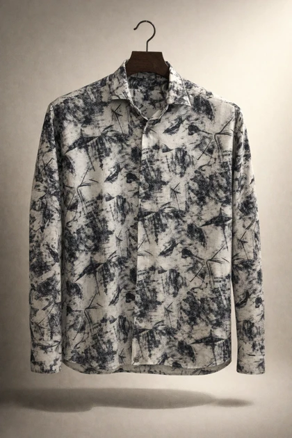 پیراهن کنف لینن صددرصد نخ ذغالی طرح هنری فوق العاده خنک و با کیفیت کد B13