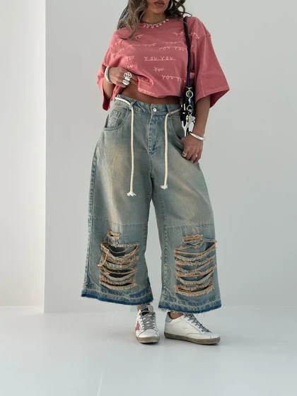 شلوار جین برمودا زاپ‌دار