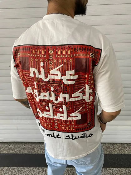 تیشرت ARABIC طرح دار رنگ سفید