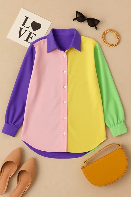 شومیز رنگین کمان زنانه کد 403047