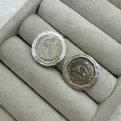 گوشواره طرح سکه دو ریالی قدیمی