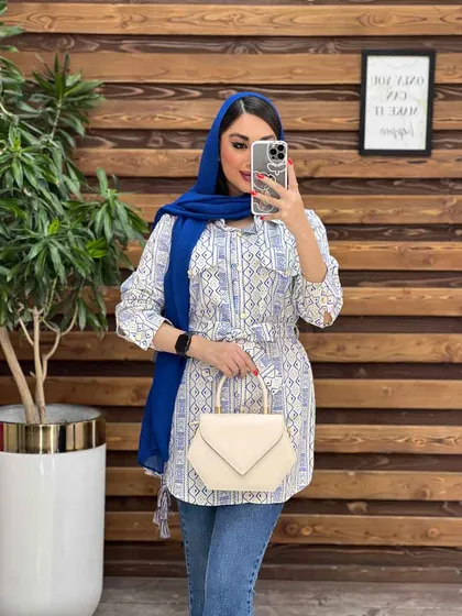 مانتو طرح دار کمردار