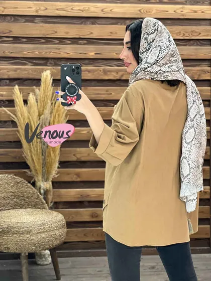 مانتو آستین سه ربع جلو دکمه