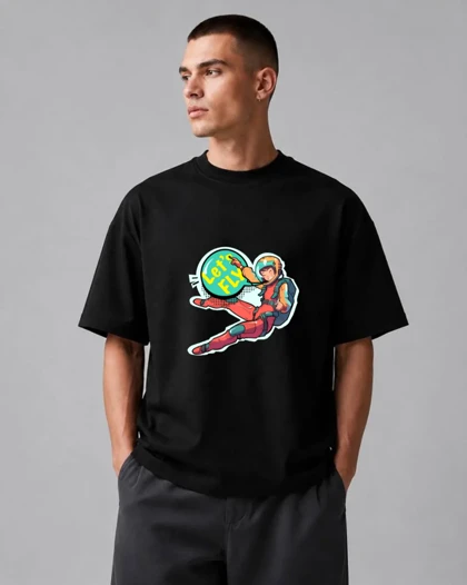 تیشرت باکسی طرح خلبان Let’s Fly سبک Retro Pop Art Streetwear