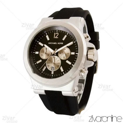 ساعت مایکل کورس مردانه سیلور مشکی بند رابر 104373