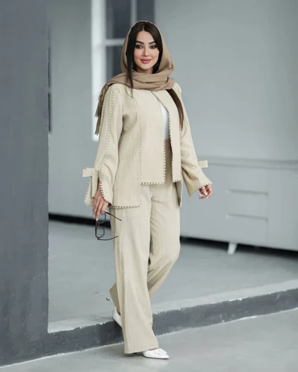 ست کت و شلوار زنانه تابستانی مدل عدسی خنک و سبک