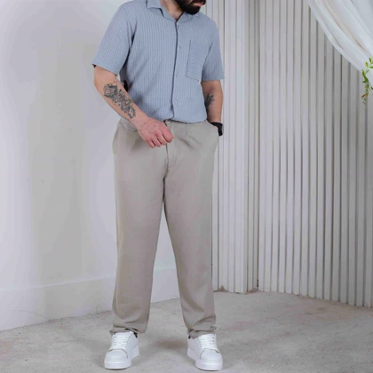 شلوار پارچه ای مردونه لینن پیله دار راسته ZARA