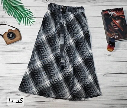 دامن چهارخونه پشمی قد 75 کد 50129