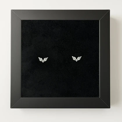 پیرسینگ نقره گوش نگین‌دار طرح بال فرشته (جفت)