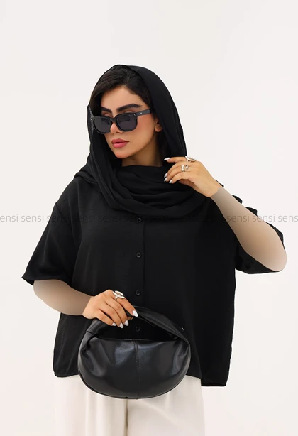 شومیز زنانه آستین کوتاه باکسی کد1006005
