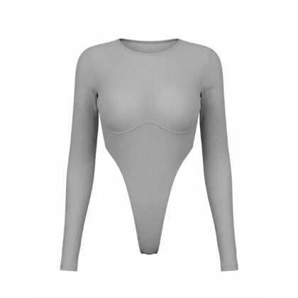 بادی بغل باز طوسی دوخت زیر سینه