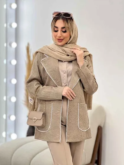 مانتو ژاکارد دو جیب مروارید