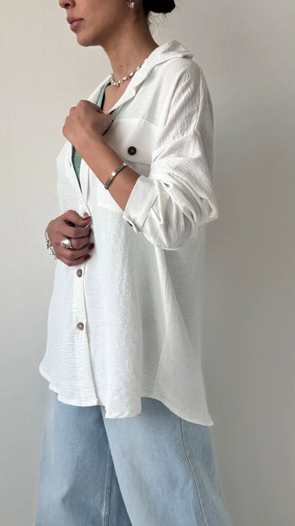 شومیز دکمه چوبی الیانا کد 500453