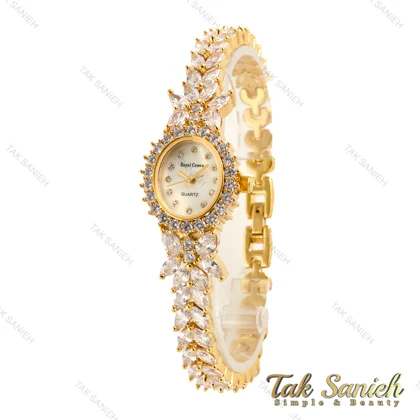 ساعت رویال کرون زنانه فول نگین مجلسی طلایی Royal-4500-L