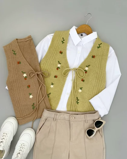 جلیقه بافت گلدوزی کد 4183