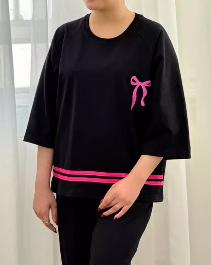 ست تیشرت باکسی و شلوار کد 5607