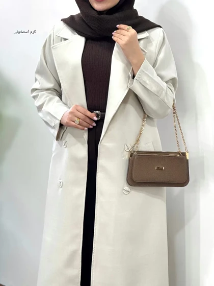 مانتو کتی بلند بزیاق با کمربند مهشید