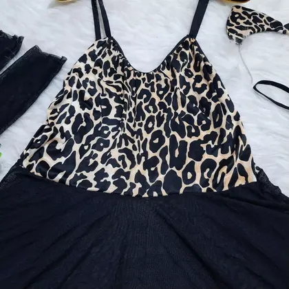 لباس خواب زنانه توری و پلنگی Valentine کد 046