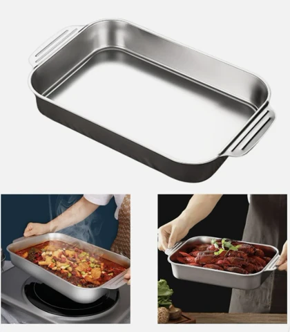 تابه سرو دسته دار استیل مستطیل سیلور