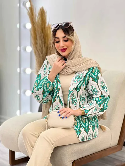مانتو طرح دار مغزی دوزی