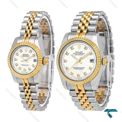 ساعت مچی ست Rolex دورنگ طلایی صفحه سیلور Rolex-7159-S