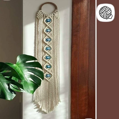 آویز مکرومه بافی مدل چشم نظر