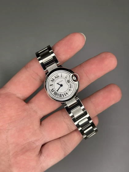 ساعت مچی کارتیه بلن بولو بند سیلور صفحه سفید Cartier Ballon Bleu
