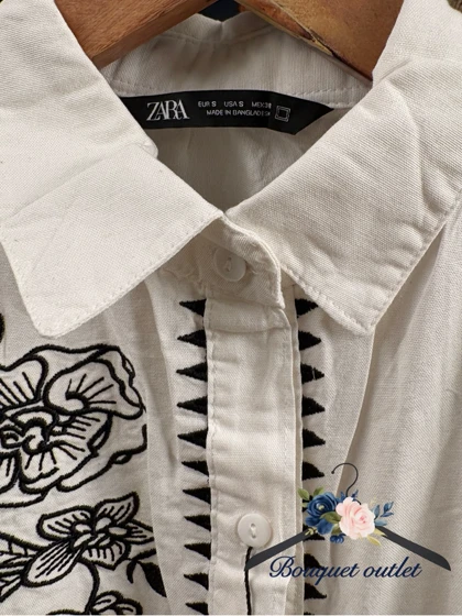 شومیز سفید گلدوزی ZARA