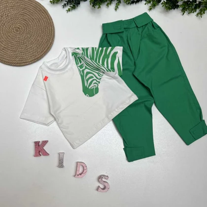 کراپ و شلوار دخترانه طرح گورخری