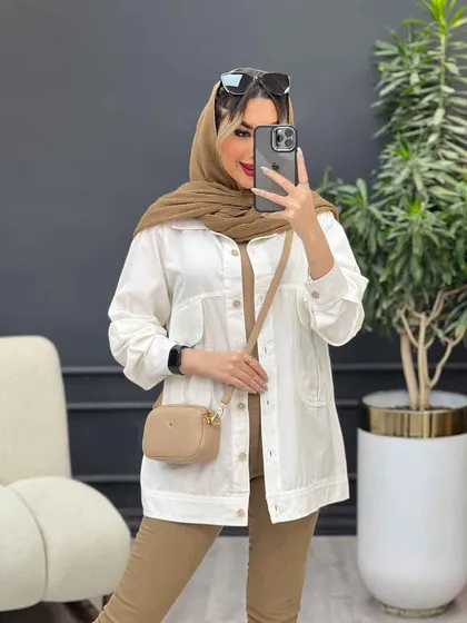 مانتو کتان جیب پیله نیکا