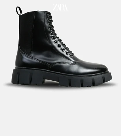 بوت مردانه چرمی مشکی ZARA مدل 5914