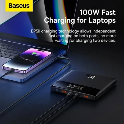 پاوربانک 20000 تایپ سی و یو اس بی 100 وات بیسوس PPBLD100HD با کابل
