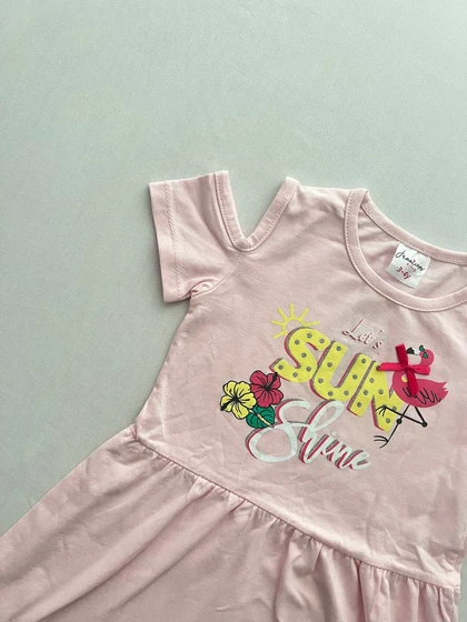 سارافون بچگانه صورتی طرح فلامینگو ترک 7094