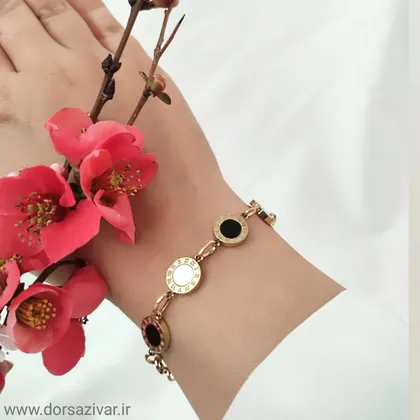 دستبند بولگاری (نگین صدفی و مشکی)