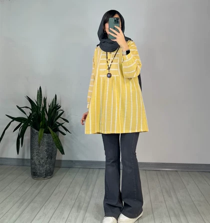 مانتو راه راه بادام