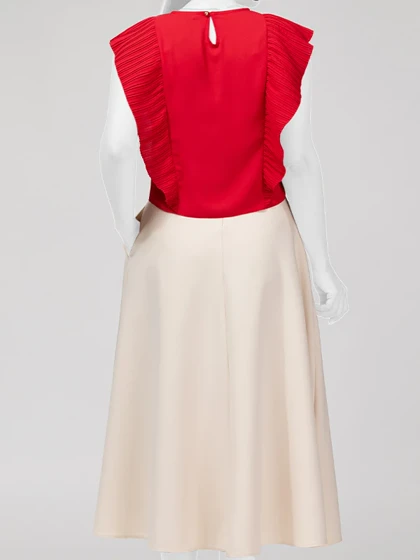 بلوز زنانه مجلسی یقه گرد کرپ حریر پلیسه ای چکاوک