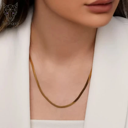 گردنبندهرینگبون پوست ماری استیل