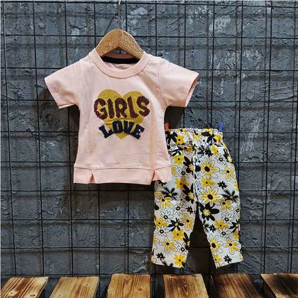 تیشرت شلوارک کتان دخترانه GIRLS