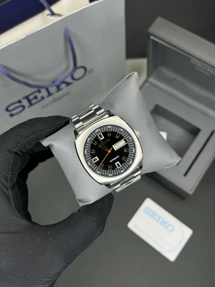 ساعت مچی سیکو مربعی سیلور صفحه مشکی Seiko Recraft