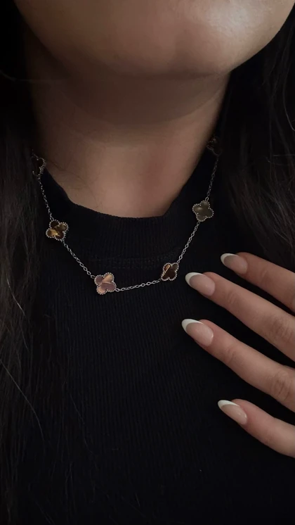 ست دستبند و گردنبند ونکلیف قهوه ای