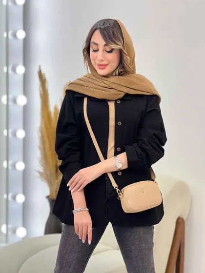 مانتو دو جیب برش‌دار روژین