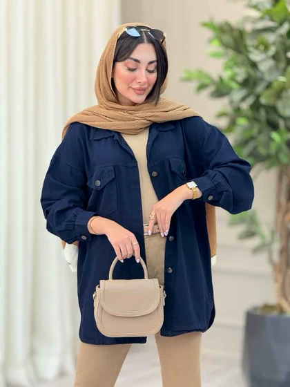 مانتو کتان دو جیب پاکتی شیلا