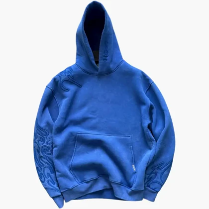 هودی مدل استین گلدوزی برجسته برند پولیزه رنگ آبی 145