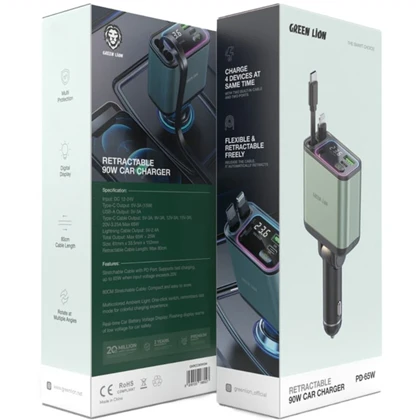شارژر فندکی ماشین گرین لاین Green Lion مدل GNRCC90WGN توان 90 وات