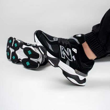 کفش و کتانی مردانه و زنانه چرم طبیعی مدل نیوبالانس 9060 NEW BALANCE رنگ مشکی کد 8932